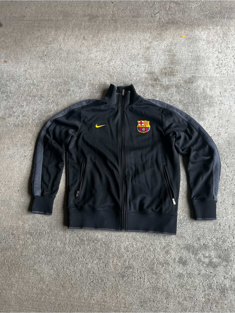 Nike Black FC Barcelona Track Jacket with Yellow Swoosh